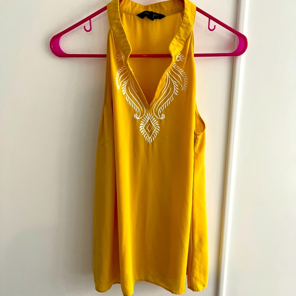 Banana Republic Yellow Embroidered Tank